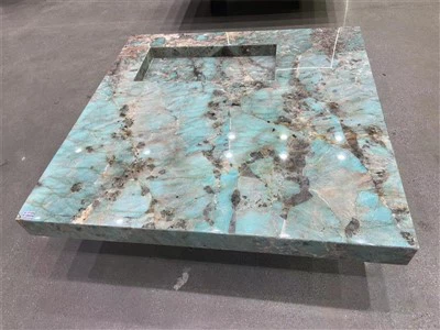 Mesa de té de cuarcita verde amazonita