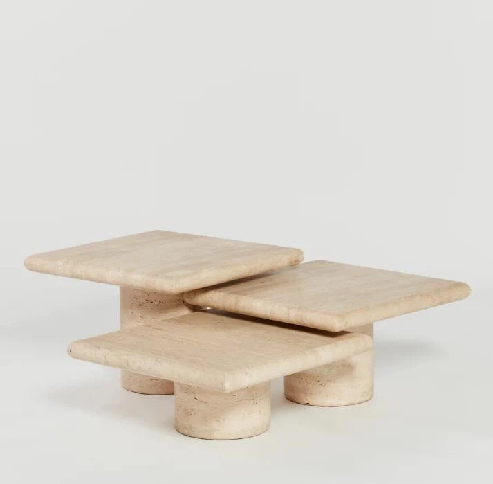 Trio of travertine nesting table6